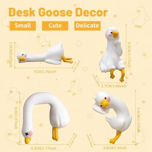 4pcs Desk Goose Funny Decor, Mini Resin Goose Figurines, Housewarming Gifts for Computer Monitor, Car Dashboard, Rearview Mirror, Office Desk, Photo Frame Decoration Accessories in Saudi Arabia
