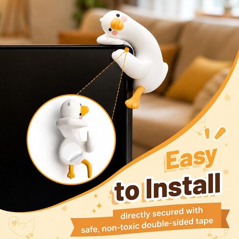 4pcs Desk Goose Funny Decor, Mini Resin Goose Figurines, Housewarming Gifts for Computer Monitor, Car Dashboard, Rearview Mirror, Office Desk, Photo Frame Decoration Accessories in Saudi Arabia