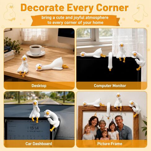 4pcs Desk Goose Funny Decor, Mini Resin Goose Figurines, Housewarming Gifts for Computer Monitor, Car Dashboard, Rearview Mirror, Office Desk, Photo Frame Decoration Accessories in Saudi Arabia