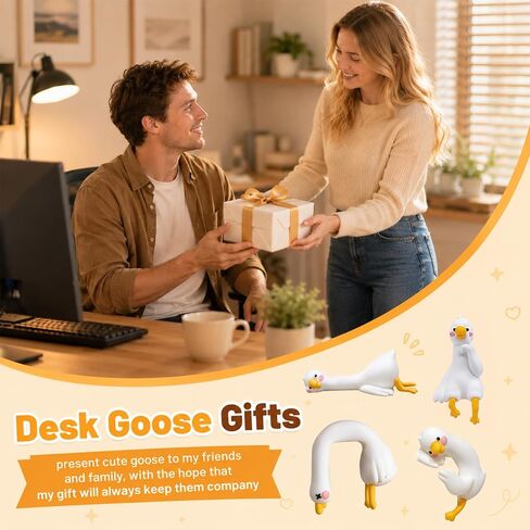 4pcs Desk Goose Funny Decor, Mini Resin Goose Figurines, Housewarming Gifts for Computer Monitor, Car Dashboard, Rearview Mirror, Office Desk, Photo Frame Decoration Accessories in Saudi Arabia