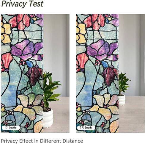 funlife Original Stained Glass Window Film, Double-Sided Static Cling Window Privacy Film with Tools for Glass Window and Door, Winter Blue Magnolia, 16.93"x78.74" in Saudi Arabia