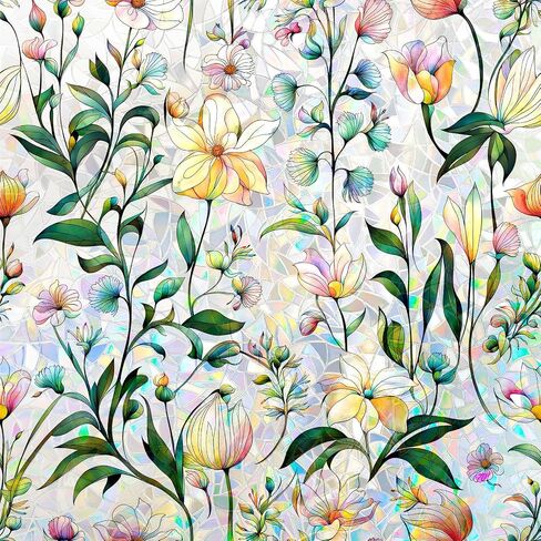 Stained Glass Window Privacy Film – Static Cling Decorative Rainbow Window Film, No Adhesive UV Blocking Sun Cling for Bathroom, Bedroom, Glass Doors, Removable Bird, 17.5 x 78.7 in in Kuwait