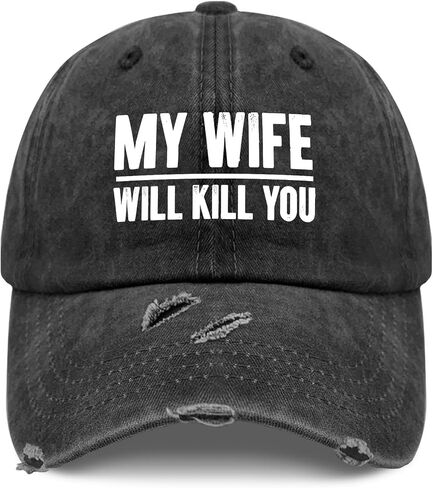 My Wife Will Kill You Hat for Womens Cool Washed Distressed Baseball Caps in Kuwait