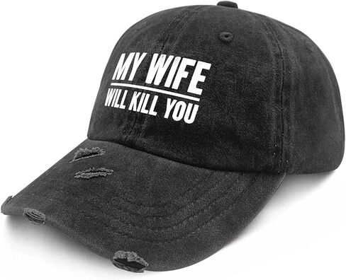 My Wife Will Kill You Hat for Womens Cool Washed Distressed Baseball Caps in Kuwait