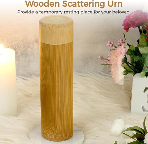 4 PCS Wooden Scattering Urn Set for Human and Pet Ashes, Small Cremation Ashes Tubes with 4 Drawstring Velvet Pouches, Portable Memorial Urns Scattering at Sea Forest in Saudi Arabia