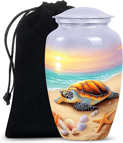 Sunset Turtle Urns for Human Ashes - Cremation Urns for Human Ashes Adult Male - Turtle Beach Urn for Adult Mom and Dad - Large Decorative Urn for Man and Women 10inch in Saudi Arabia