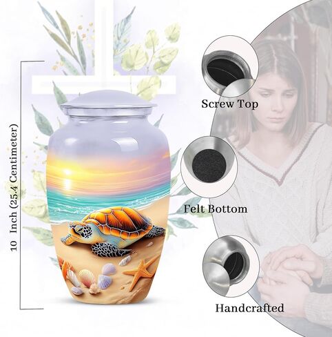 Sunset Turtle Urns for Human Ashes - Cremation Urns for Human Ashes Adult Male - Turtle Beach Urn for Adult Mom and Dad - Large Decorative Urn for Man and Women 10inch in Saudi Arabia