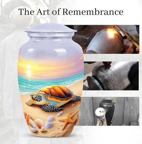 Sunset Turtle Urns for Human Ashes - Cremation Urns for Human Ashes Adult Male - Turtle Beach Urn for Adult Mom and Dad - Large Decorative Urn for Man and Women 10inch in Saudi Arabia