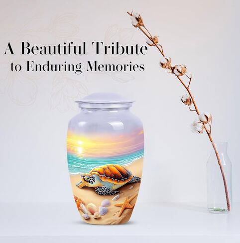 Sunset Turtle Urns for Human Ashes - Cremation Urns for Human Ashes Adult Male - Turtle Beach Urn for Adult Mom and Dad - Large Decorative Urn for Man and Women 10inch in Saudi Arabia