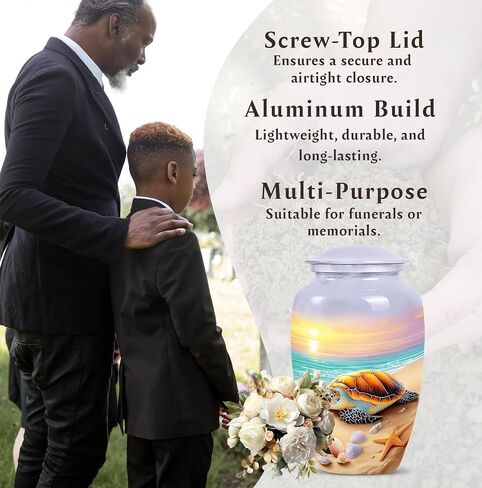Sunset Turtle Urns for Human Ashes - Cremation Urns for Human Ashes Adult Male - Turtle Beach Urn for Adult Mom and Dad - Large Decorative Urn for Man and Women 10inch in Saudi Arabia