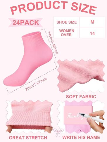 24 Pairs Pink Teacher Socks Cna Week Gifts Bulk for Women Breathable Low Cut Ankle Socks End of Years Teacher Gifts Pink Bridal Shower Party Favors for Employee Cna Nurse Volunteer Team in Kuwait