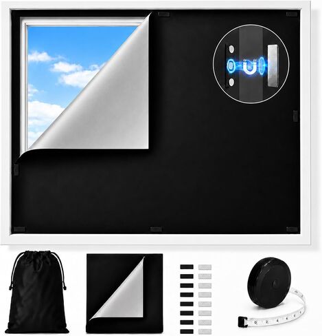 Lequin Window Blackout Cover, 118" x 57" Magnetic Blackout Shade Curtain, No Drill Black Out Shades Blind Cover for Dorm Room Home RV Camping Travel in Kuwait