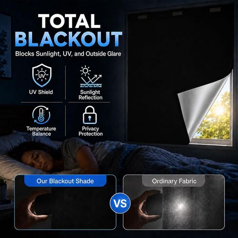 Lequin Window Blackout Cover, 118" x 57" Magnetic Blackout Shade Curtain, No Drill Black Out Shades Blind Cover for Dorm Room Home RV Camping Travel in Kuwait