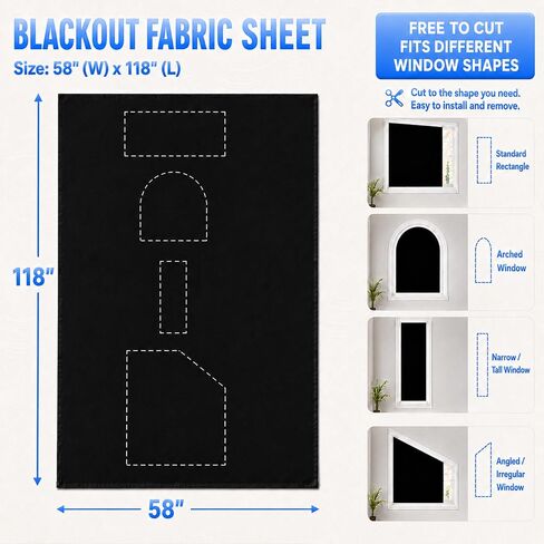 Lequin Window Blackout Cover, 118" x 57" Magnetic Blackout Shade Curtain, No Drill Black Out Shades Blind Cover for Dorm Room Home RV Camping Travel in Kuwait
