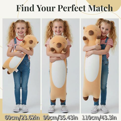 Kekeso Long Capybara Plush Body Pillow - Ultra Soft Capybara Stuffed Animal Toy, Cute Kawaii Gifts for Kids, Teens, Adults for Birthday Christmas (Brown, 60cm/23.62inch) in Kuwait
