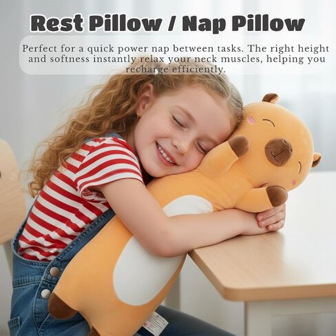 Kekeso Long Capybara Plush Body Pillow - Ultra Soft Capybara Stuffed Animal Toy, Cute Kawaii Gifts for Kids, Teens, Adults for Birthday Christmas (Brown, 60cm/23.62inch) in Kuwait