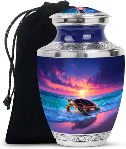 Sunset Turtle Urns for Human Ashes - Cremation Urns for Human Ashes Adult Male - Turtle Beach Urn for Adult Mom and Dad - Large Decorative Urn for Man and Women 10inch in Saudi Arabia