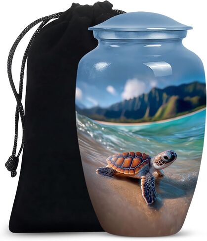 Sunset Turtle Urns for Human Ashes - Cremation Urns for Human Ashes Adult Male - Turtle Beach Urn for Adult Mom and Dad - Large Decorative Urn for Man and Women 10inch in Saudi Arabia