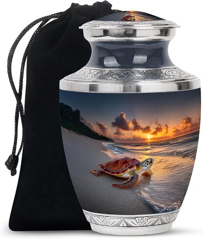 Sunset Turtle Urns for Human Ashes - Cremation Urns for Human Ashes Adult Male - Turtle Beach Urn for Adult Mom and Dad - Large Decorative Urn for Man and Women 10inch in Saudi Arabia