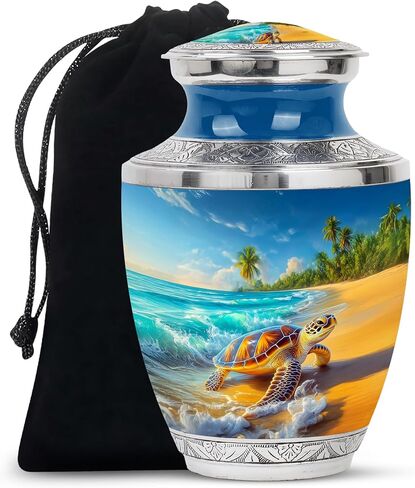 Sunset Turtle Urns for Human Ashes - Cremation Urns for Human Ashes Adult Male - Turtle Beach Urn for Adult Mom and Dad - Large Decorative Urn for Man and Women 10inch in Saudi Arabia
