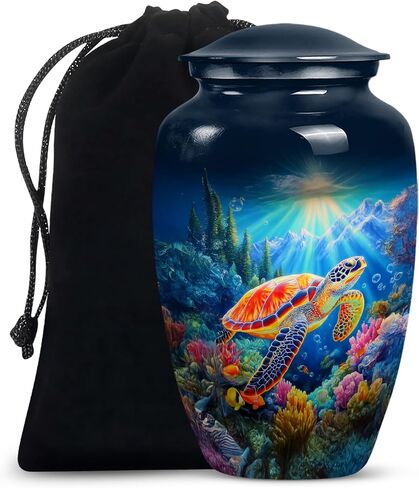 Sunset Turtle Urns for Human Ashes - Cremation Urns for Human Ashes Adult Male - Turtle Beach Urn for Adult Mom and Dad - Large Decorative Urn for Man and Women 10inch in Saudi Arabia
