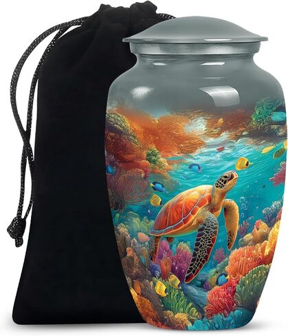 Sunset Turtle Urns for Human Ashes - Cremation Urns for Human Ashes Adult Male - Turtle Beach Urn for Adult Mom and Dad - Large Decorative Urn for Man and Women 10inch in Saudi Arabia