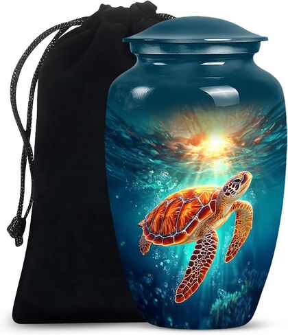 Sunset Turtle Urns for Human Ashes - Cremation Urns for Human Ashes Adult Male - Turtle Beach Urn for Adult Mom and Dad - Large Decorative Urn for Man and Women 10inch in Saudi Arabia