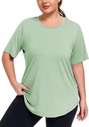 ForHailey Women's Plus Size Workout Tops UPF 50+ Sun Protection Gym Running T Shirts Loose Fit Yoga Summer Sport Tee XL-5XL in Saudi Arabia