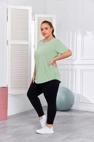 ForHailey Women's Plus Size Workout Tops UPF 50+ Sun Protection Gym Running T Shirts Loose Fit Yoga Summer Sport Tee XL-5XL in Saudi Arabia