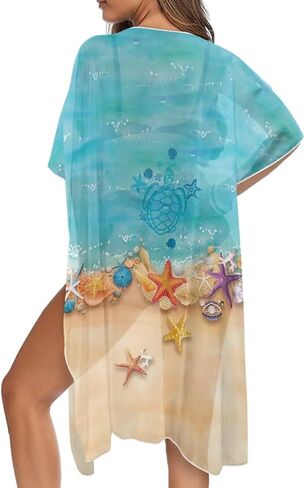 Women's Swimsuit Cover Up Kimono Cover Up Cardigan Short Sleeve Bathing Suit Summer Beach Cardigan in Saudi Arabia