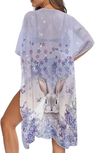 Women's Swimsuit Cover Up Kimono Cover Up Cardigan Short Sleeve Bathing Suit Summer Beach Cardigan in Saudi Arabia