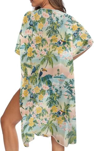 Women's Swimsuit Cover Up Kimono Cover Up Cardigan Short Sleeve Bathing Suit Summer Beach Cardigan in Saudi Arabia