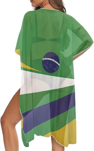 Women's Swimsuit Cover Up Kimono Cover Up Cardigan Short Sleeve Bathing Suit Summer Beach Cardigan in Saudi Arabia
