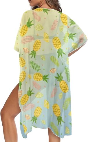 Women's Swimsuit Cover Up Kimono Cover Up Cardigan Short Sleeve Bathing Suit Summer Beach Cardigan in Saudi Arabia