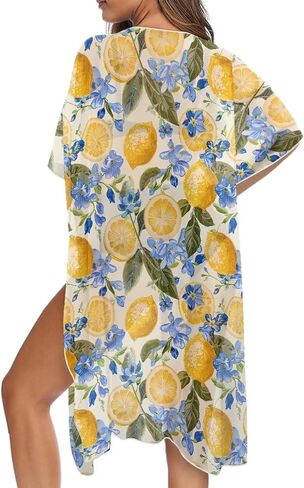 Women's Swimsuit Cover Up Kimono Cover Up Cardigan Short Sleeve Bathing Suit Summer Beach Cardigan in Saudi Arabia