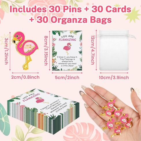 30 Sets Flamingo Gifts for Women, Employee Appreciation Gifts Bulk - Pink Flamingo Pins with Inspirational Cards & Organza Bags, Pink Brooches for Women Coworker Staff Volunteer Teacher Favor in Saudi Arabia