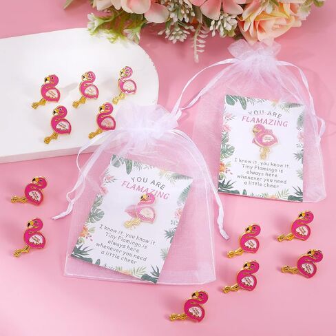 30 Sets Flamingo Gifts for Women, Employee Appreciation Gifts Bulk - Pink Flamingo Pins with Inspirational Cards & Organza Bags, Pink Brooches for Women Coworker Staff Volunteer Teacher Favor in Saudi Arabia