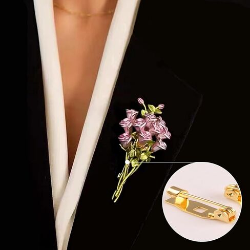 2 Pcs Flower Brooch Vintage Premium Enamel Boutonniere Pink Rose Bouquet Brooch Flower Brooches Pin for Women Girls in Saudi Arabia