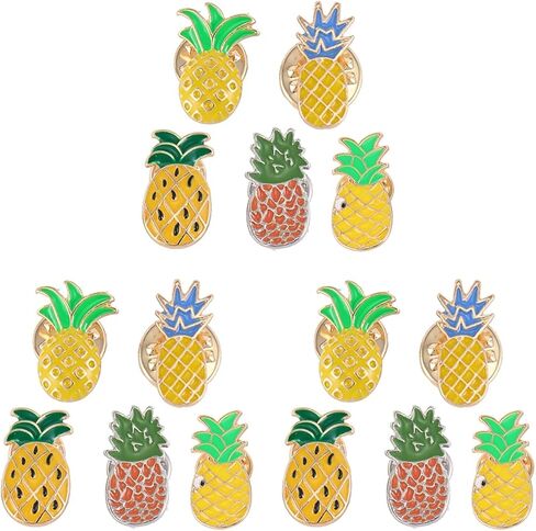 15 Pcs Summer Style Fruit Brooch Set - Original Pineapple, Banana & Heart Designs for Women - Fresh Oil Dripping Brooch Pins for Clothing Decoration in Kuwait