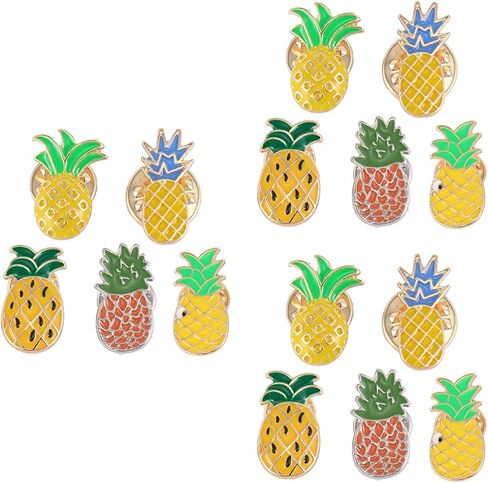 15 Pcs Summer Style Fruit Brooch Set - Original Pineapple, Banana & Heart Designs for Women - Fresh Oil Dripping Brooch Pins for Clothing Decoration in Kuwait