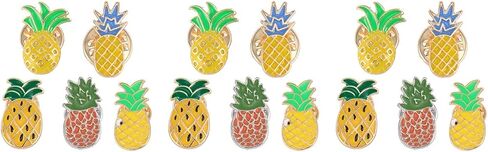 15 Pcs Summer Style Fruit Brooch Set - Original Pineapple, Banana & Heart Designs for Women - Fresh Oil Dripping Brooch Pins for Clothing Decoration in Kuwait