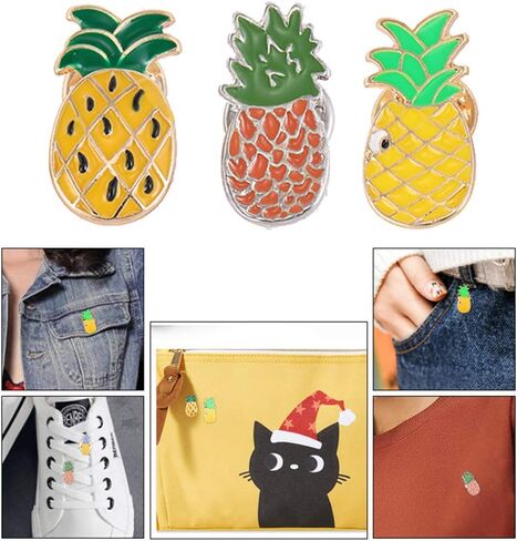 15 Pcs Summer Style Fruit Brooch Set - Original Pineapple, Banana & Heart Designs for Women - Fresh Oil Dripping Brooch Pins for Clothing Decoration in Kuwait