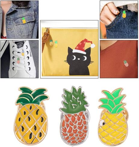 15 Pcs Summer Style Fruit Brooch Set - Original Pineapple, Banana & Heart Designs for Women - Fresh Oil Dripping Brooch Pins for Clothing Decoration in Kuwait
