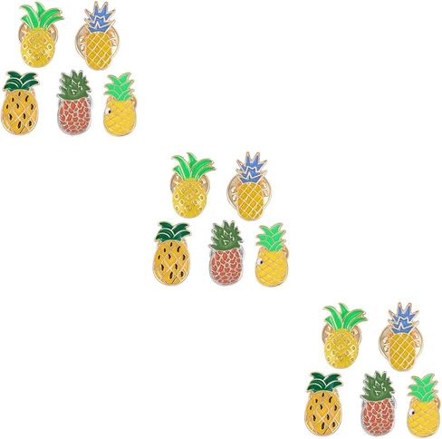 15 Pcs Summer Style Fruit Brooch Set - Original Pineapple, Banana & Heart Designs for Women - Fresh Oil Dripping Brooch Pins for Clothing Decoration in Kuwait