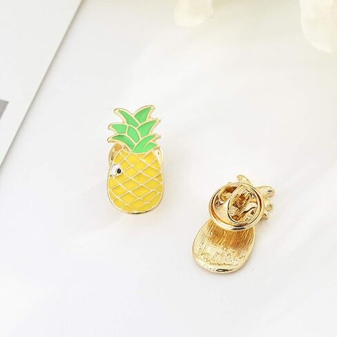 15 Pcs Summer Style Fruit Brooch Set - Original Pineapple, Banana & Heart Designs for Women - Fresh Oil Dripping Brooch Pins for Clothing Decoration in Kuwait