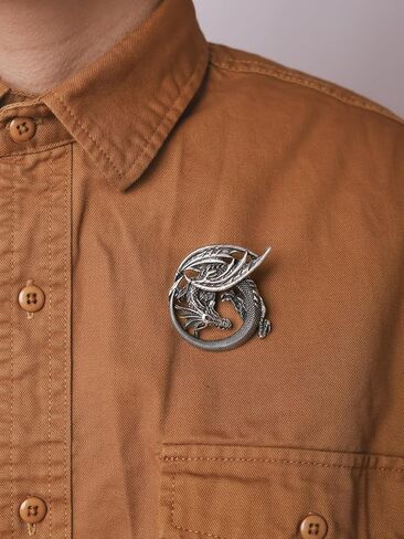 Retro Nordic Gothic rock style domineering flying dragon brooch flame pterosaur pendant, Viking dragon shaped brooch party costume decoration gift, unisex coat versatile in Kuwait
