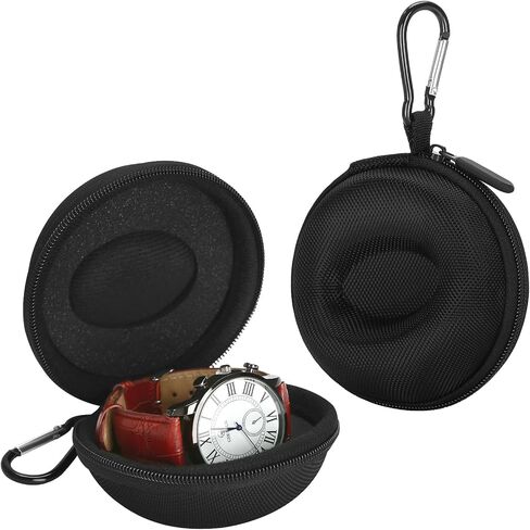 Portable Travel Single Watch Case, Crushproof Wristwatches Storage Box with Cushioned for Men & Women, Watch Smart Watches Holder case for Travel, Gym, Outdoor (Black) in Saudi Arabia
