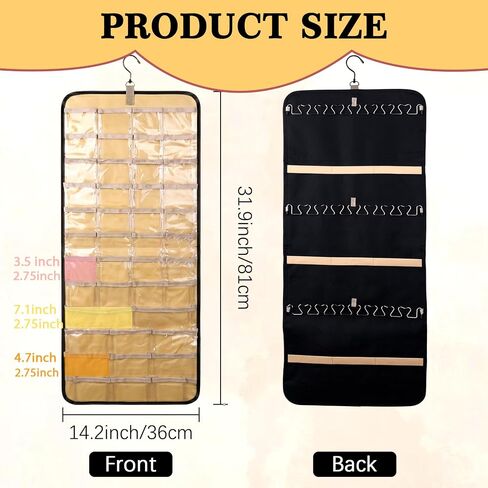 2 Pack Hanging Jewelry Organizer and Storage,Necklace Holder Anti-tangle Earrings Rings Hanger with 43 Pockets 21 Hooks,Double-Sided Jewelry Storage for Closet Door Wall in Saudi Arabia