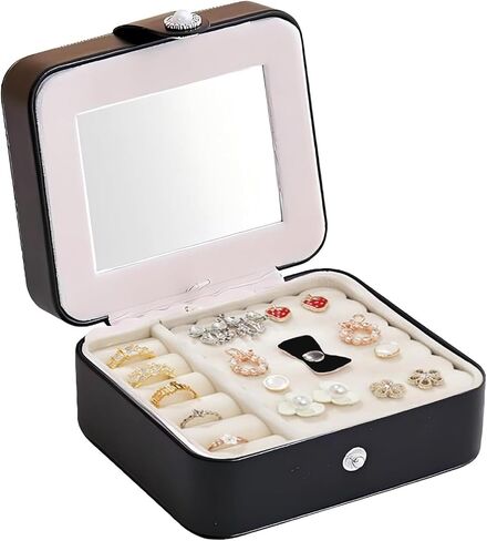 VORA Travel Jewelry Case, Small Jewelry Box Mini Jewelry Organizer, Small Travel Jewelry Organizer Box for Girls Womens Earring, Necklace, Rings,Bracelets (Brown) in Saudi Arabia