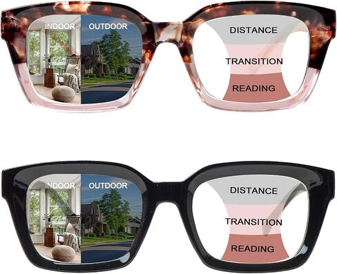 2 Pack Progressive Multifocus Reading Glasses for Women, Photochromic Multifocal Reading Sunglasses in Saudi Arabia